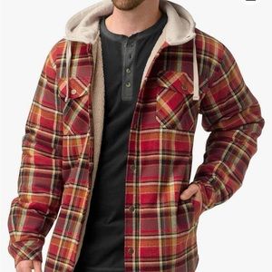 Legendary Whitetails Men's Camp Night Berber Lined Hooded Flannel Shirt Jacket
